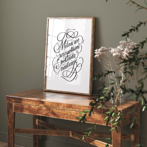 Mockup frame close up in dark green farmhouse living room interi