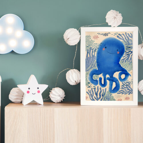 The modern and cute scandinavian newborn baby room with mock up