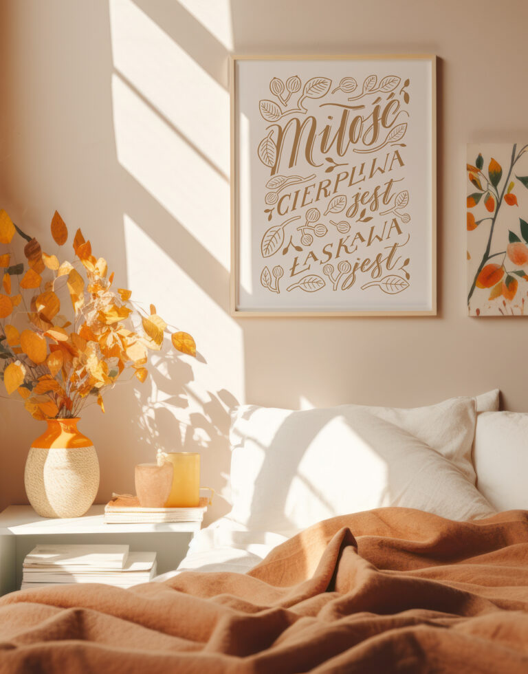 minimalist Scandinavian interior bedroom daylight frame canvas m