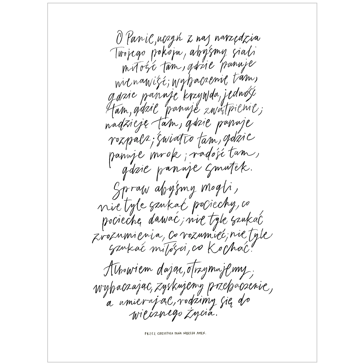 Modlitwa Franciszka czarny napis Modlitwa Franciszka czarny napis