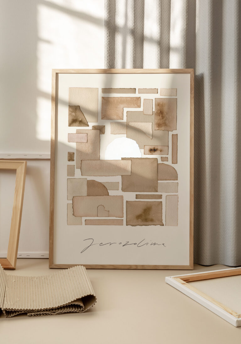 In The Studio 2 Mockup Scene Single Wooden Frame canvas Floor